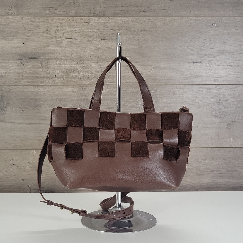 Madewell Brown Woven Leather Tote Crossbody Bag